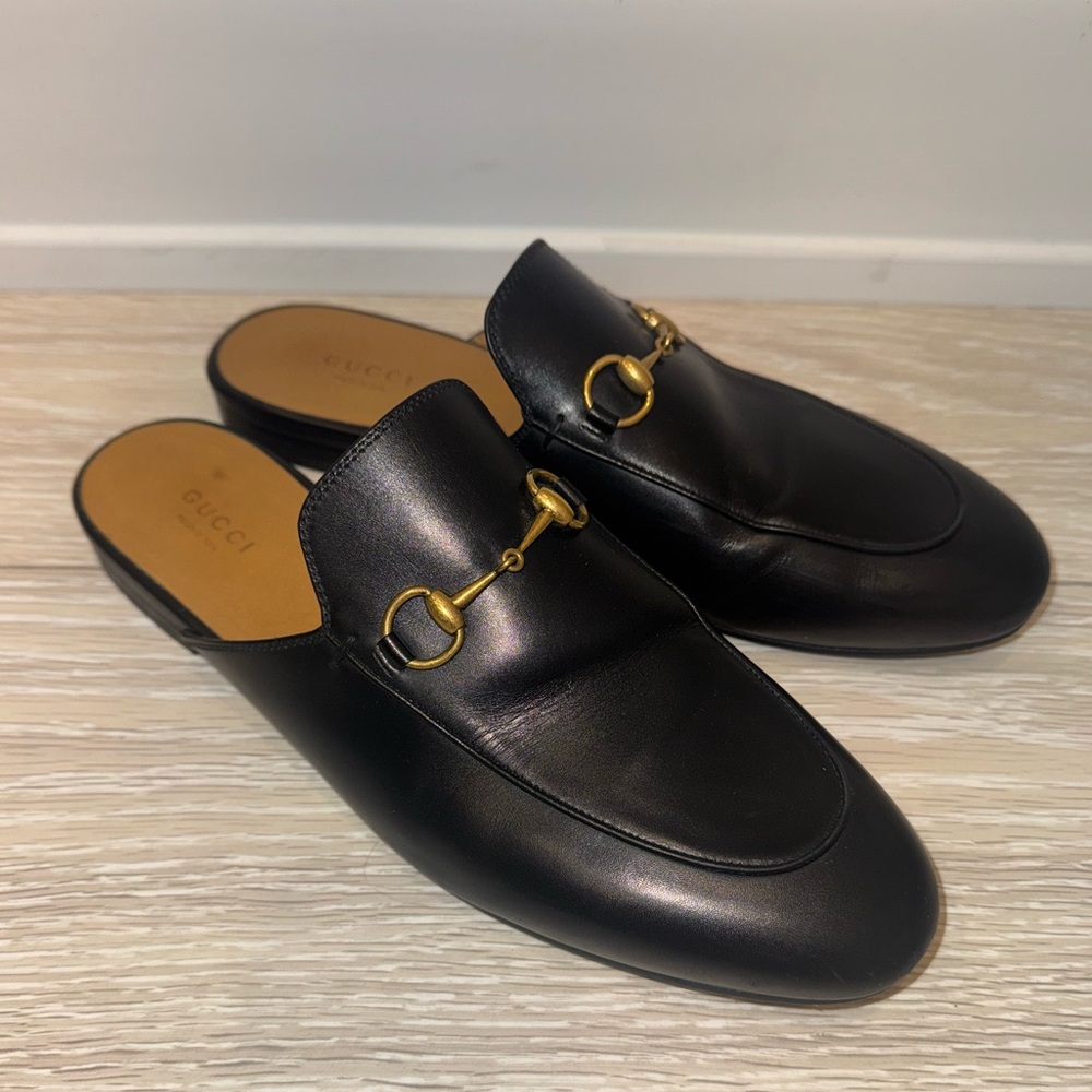Gucci Princetown Black Leather Slip-On Mules